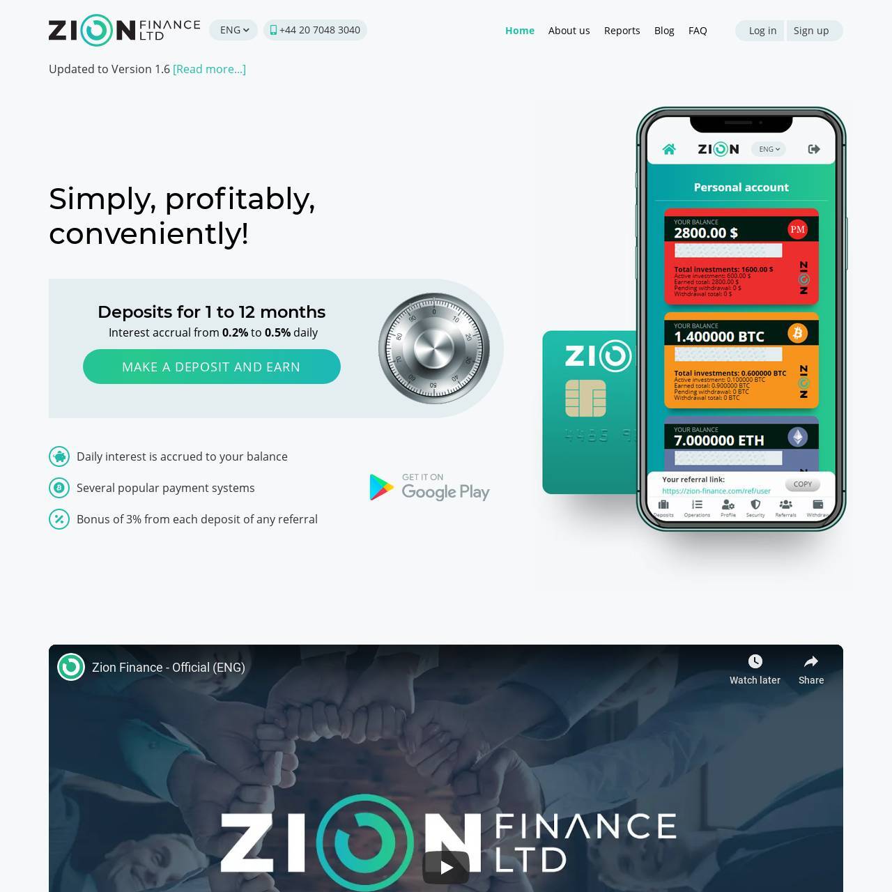 ZION FINANCE LTD screenshot