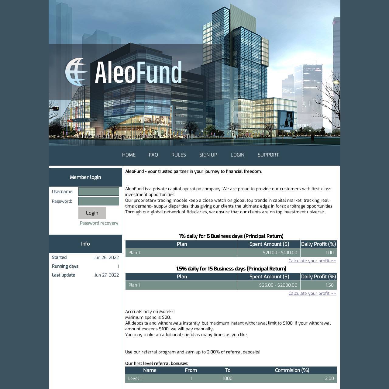 AleoFund screenshot