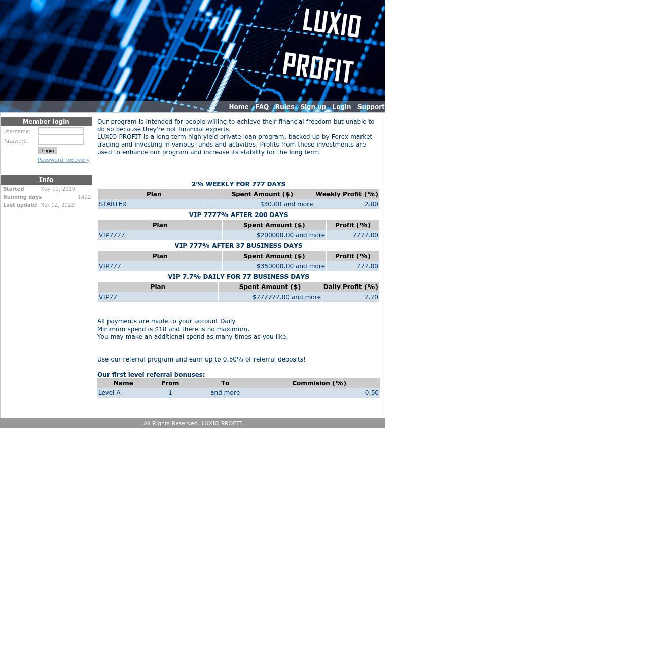 Luxioprofit screenshot